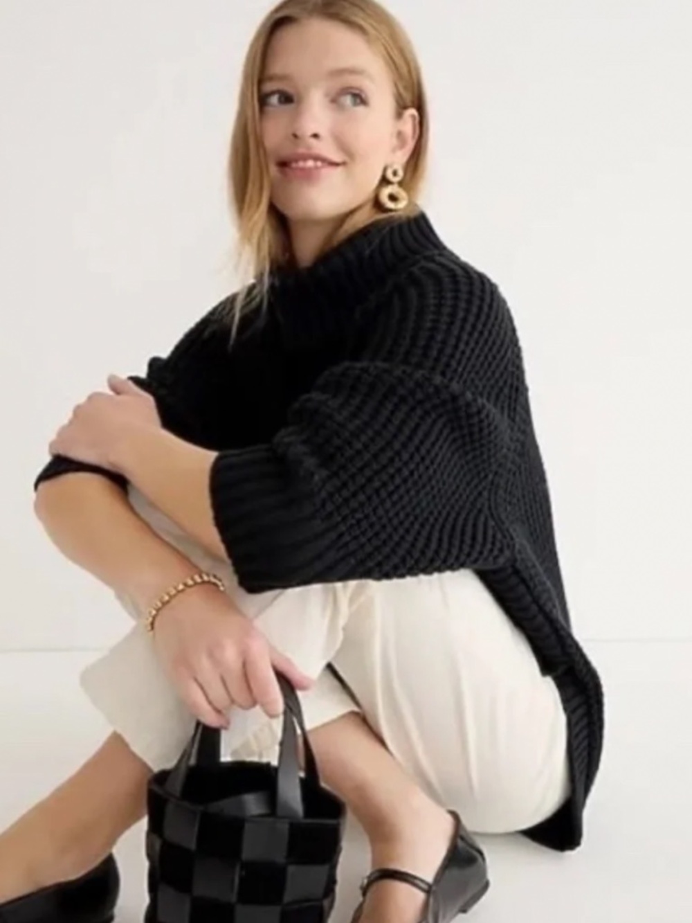 J. Crew Chunky Knit Turtleneck Poncho Sweater